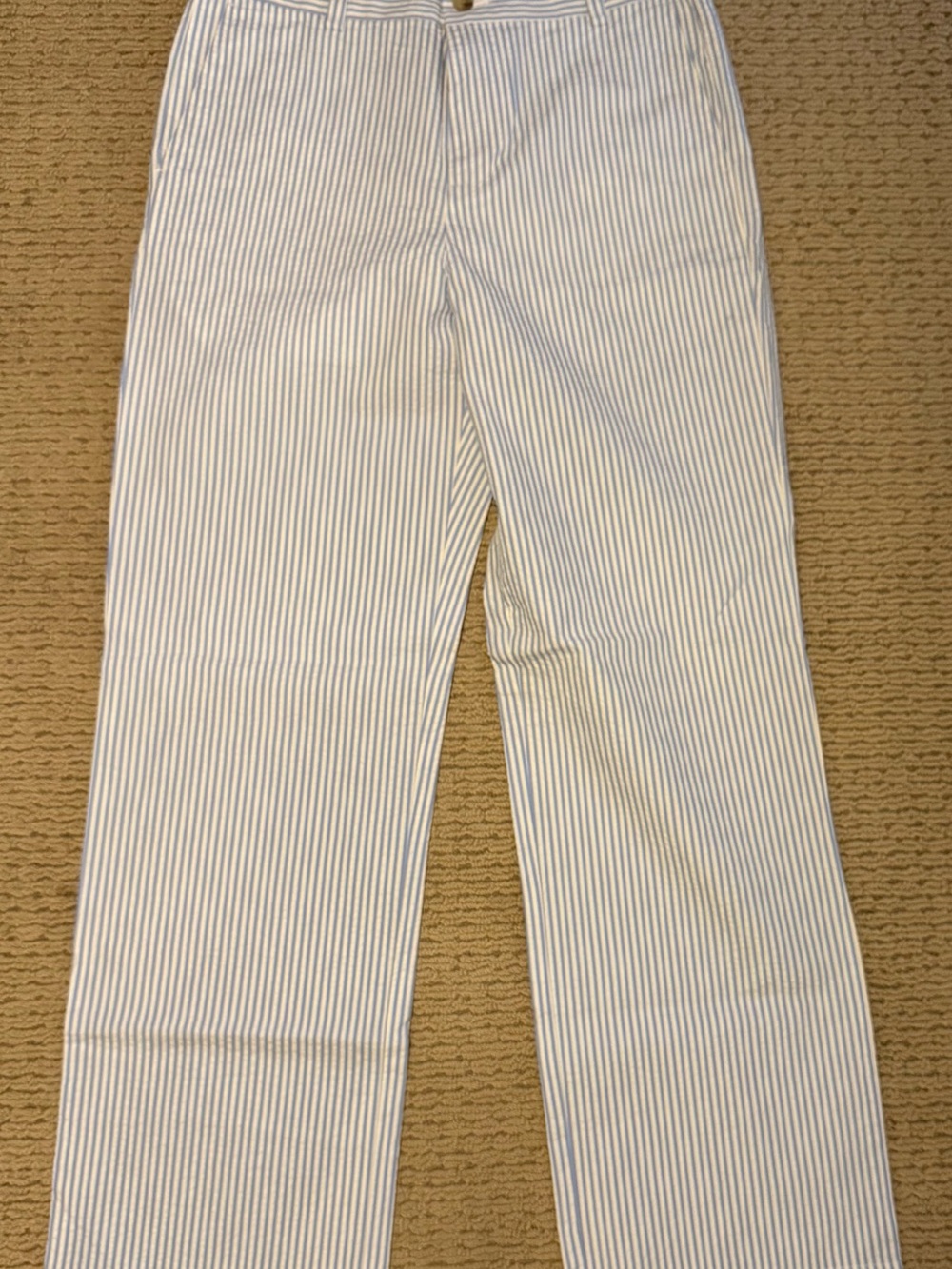Vineyard Vines Light Blue & White Striped Seersucker Flat Front Pants
